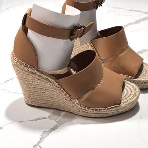 Treasure & Bond | Tan Leather Platform Espadrilles Wedge Sandals Women’s Size 8
